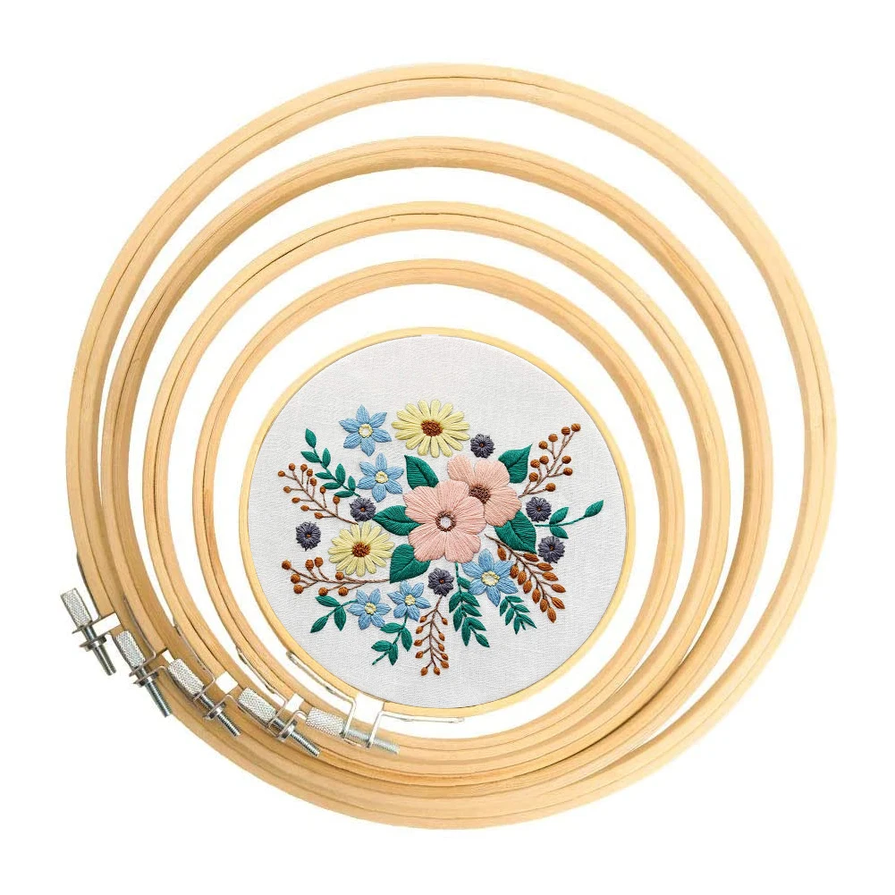 

5 шт., набор колец для вышивки крестом из бамбука