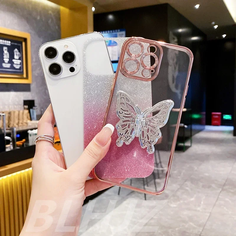 3D Butterfly Phone Holder Bead bracelet Glitter Case for Motorola Moto G85 G 85 G84 G83 G04 G14 G24 G34 G54 G73 E14 Stand Cover (art.: 3920caa5da0aa) - 3920caa5da0aa