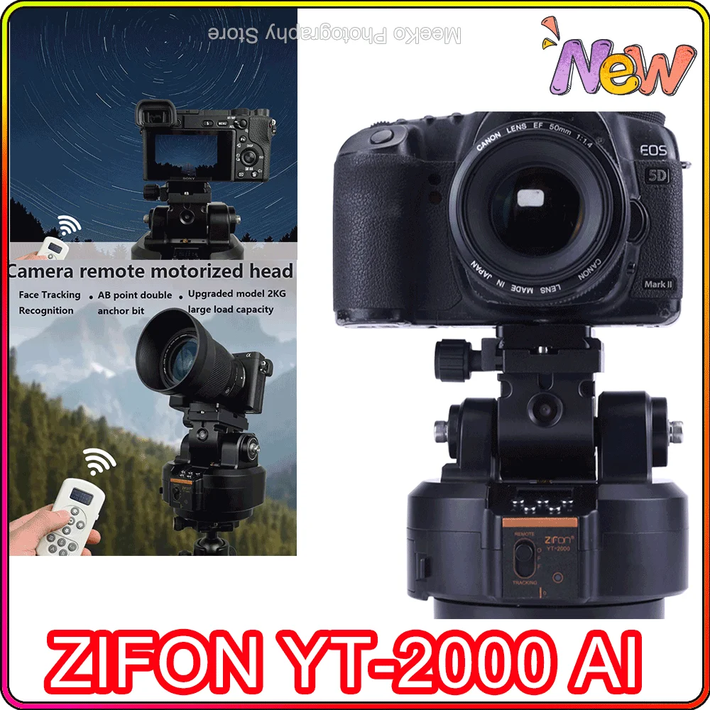 

ZIFON YT-2000 AI Smart Face Following Motorized Rotating Panoramic Head Pan Tilt Tripod Head Stabilizer for Smartphone Cameras