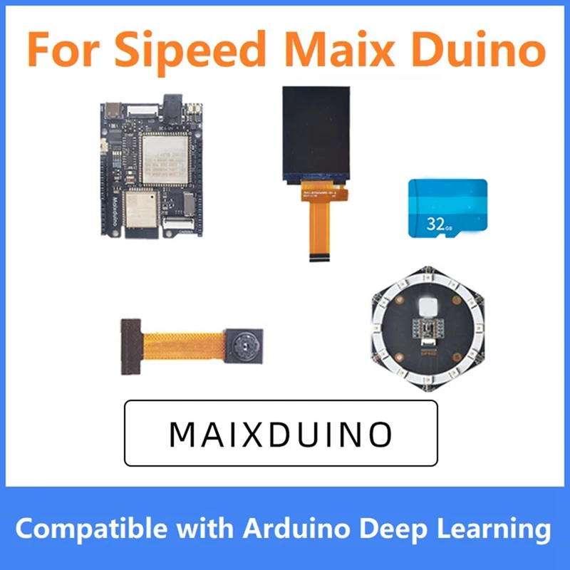 For Sipeed Maix Duino Development Board K210 RISC-V AI LOT ESP32 Module With Camera+2.4 Inch Screen+Mic Array+TF Card