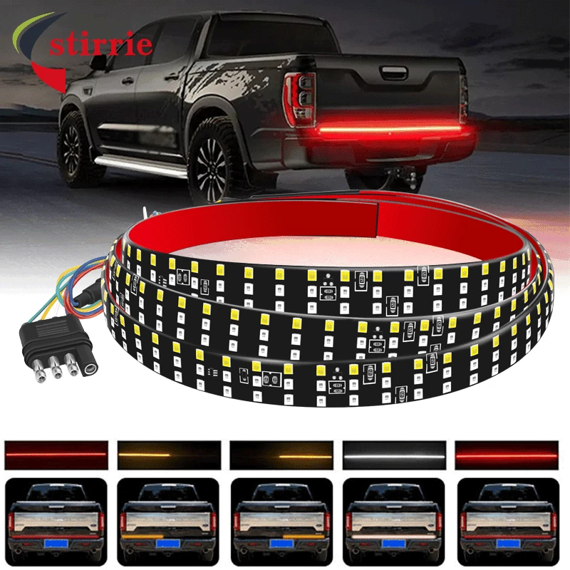 

New Epoxy soft board pickup truck 60 inch 4PIN three-color brake running water steering tail light bar led lights for car