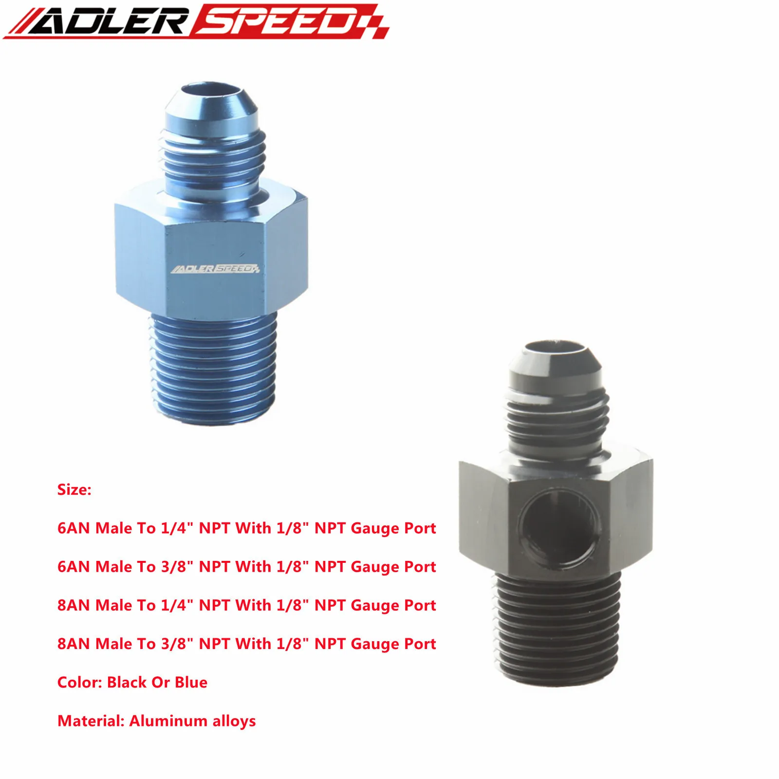 AN6/AN8 Male к 1/4 &quotили 3/8&quot NPT с 1/8 &quotNPT манометром порта адаптера топливного датчика