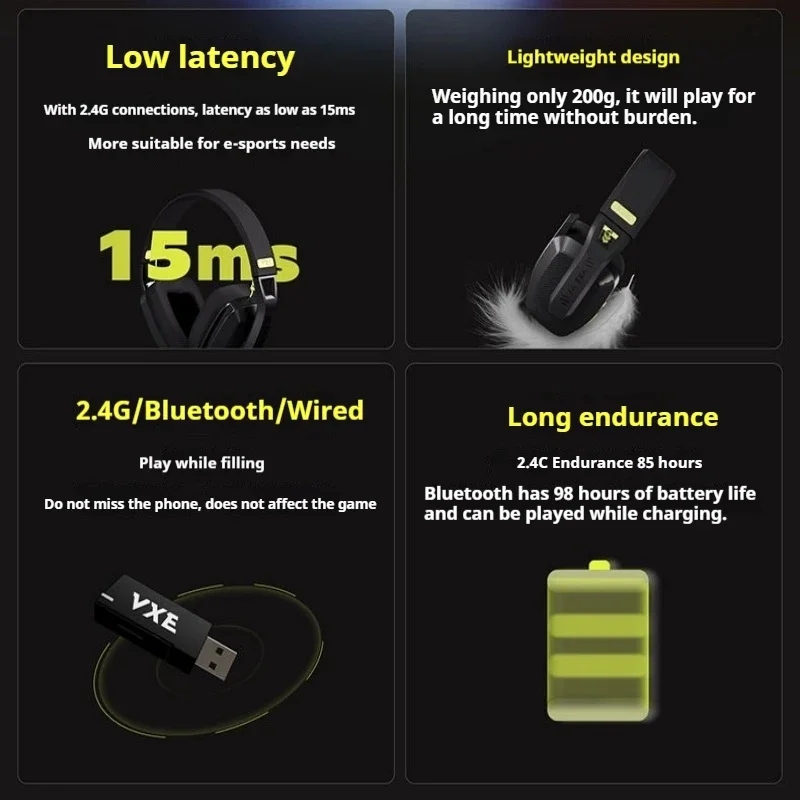 VGN VXE Siren V1 Беспроводные Bluetooth-наушники Hi-Fi геймерские наушники 2 режима Bluetooth