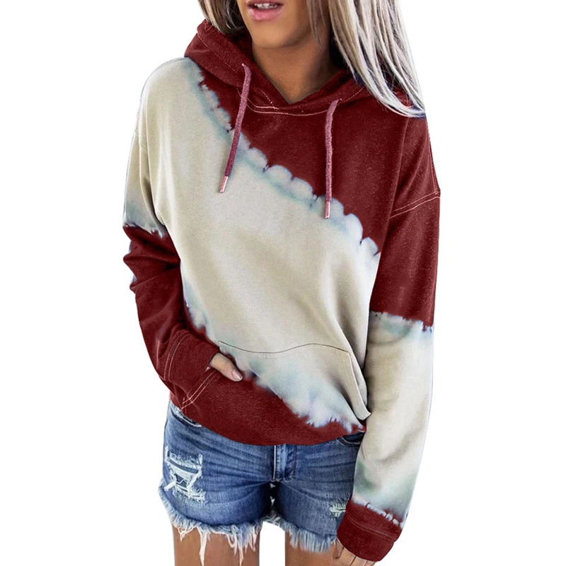 

Толстовка Женская однотонная с длинным рукавом, Свитшот в стиле колор-блок, спортивная одежда, уличный повседневный костюм с V-образным вырезом, свободная и простая, да