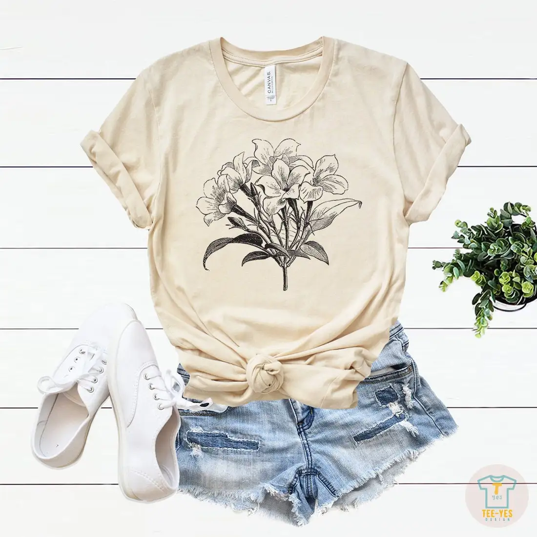 Jasmine Flower T Shirt For Women Floral Top Plant Lover