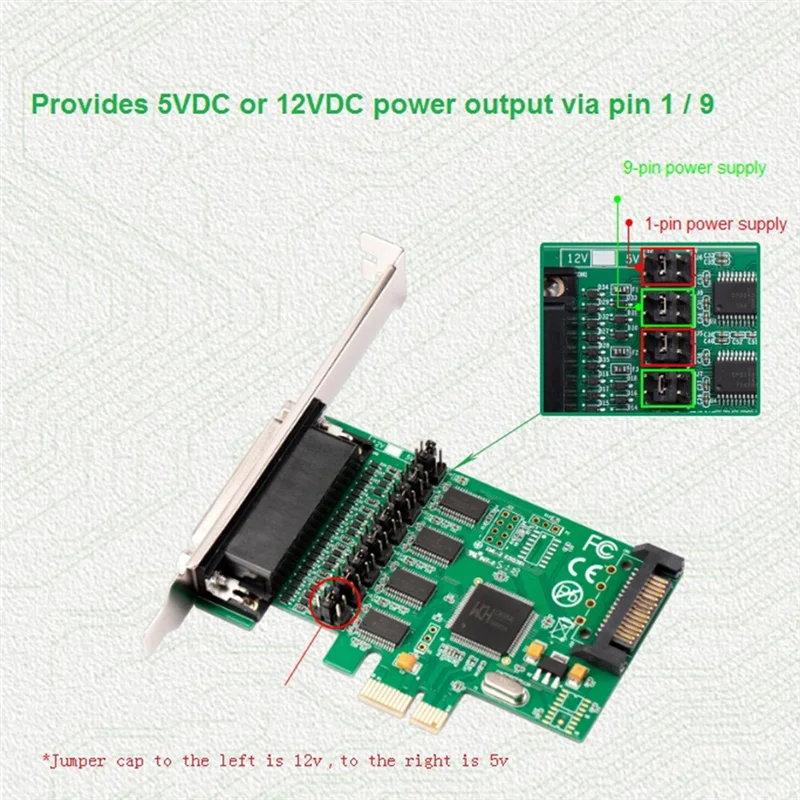 

Последовательный адаптер портов PCIE Rs232, плата контроллера Pcie X1 I/O, 4 дБ, 9 кронштейнов, чипсет PCI Express WCH384
