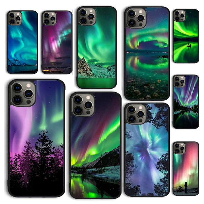 Чехол для телефона с принтом осеннего Северного неба iPhone 15 12 mini X XS XR 11 13 14 Pro Max SE 2020