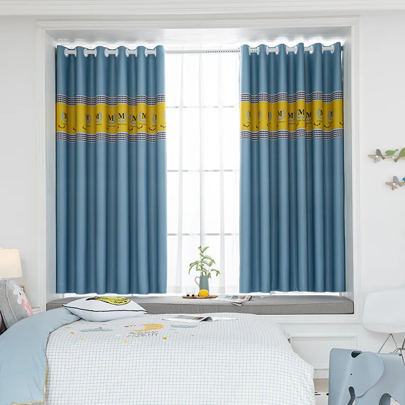 

Dreamwood Customizable Thickened Striped Print High Blackout Children'S Room Bay Window Short Curtains Modern Polyester Curtain