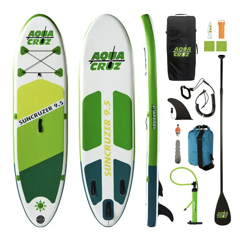 

9.5 ft. Inflatable Stand Paddle Board Set with Accessories Paddleboard accessories Beach tires Surfboard leash person kayak S