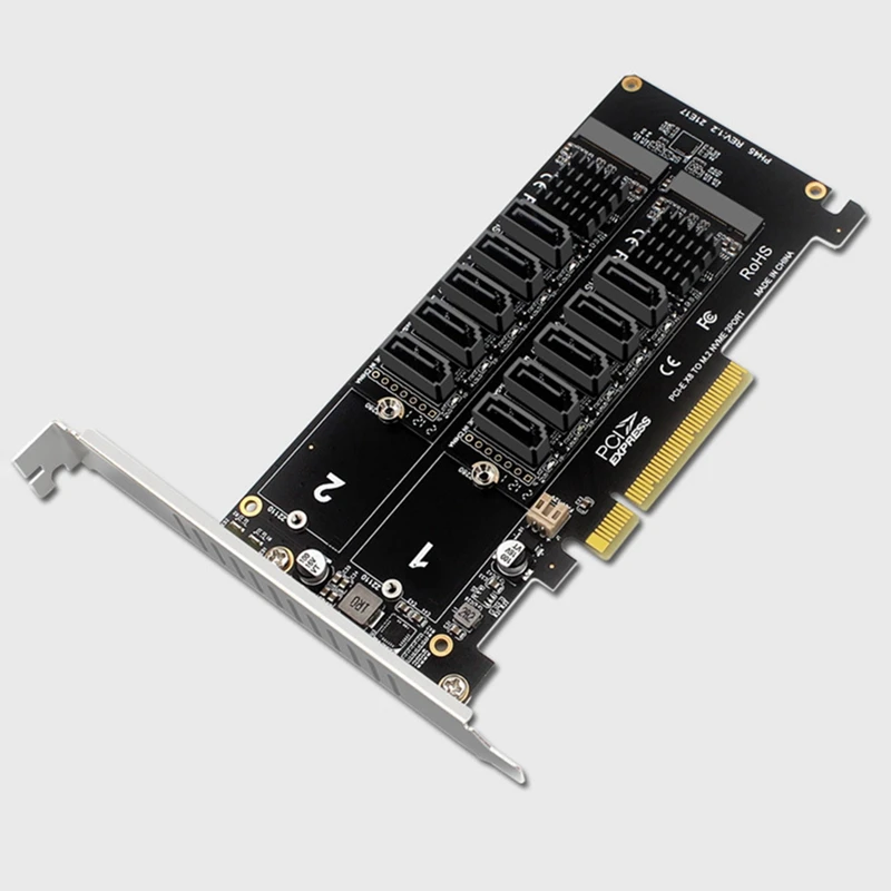 Pci-e Sata Placa de Expansão Dupla Nvme Raid Pci-e x8 Dividir Cartão para Sata 10-port Adaptador Pcie Cartão Jmb585 Chipset