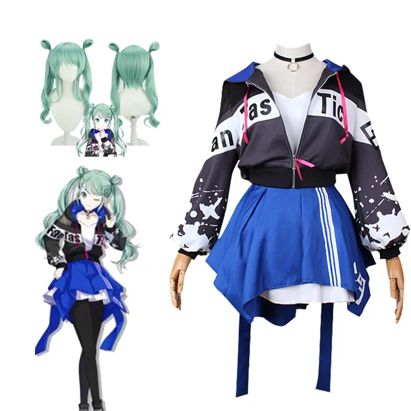 

Project Sekai Colorful Stage Feat Vivid Bad Squad Miku Outfits Project Diva Cosplay Woman Sportswear Skirt Halloween Party Wig