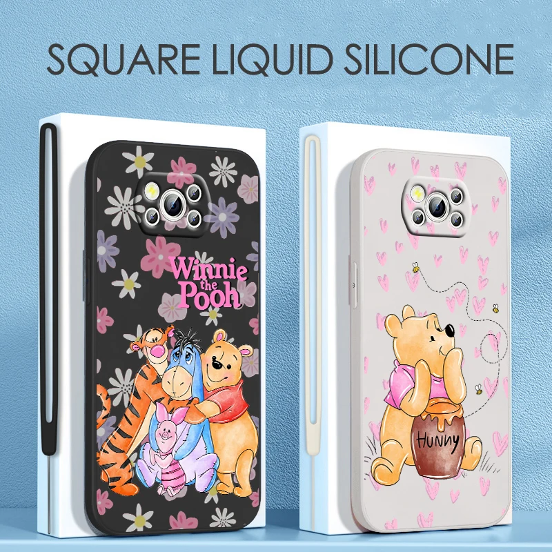 

Winnie Bear Cute Disney For Xiaomi POCO C50 C40 X4 M5S F4 M4 X3 F3 M3 C3 Pro GT NFC 4G 5G Liquid Rope Silicone Phone Case