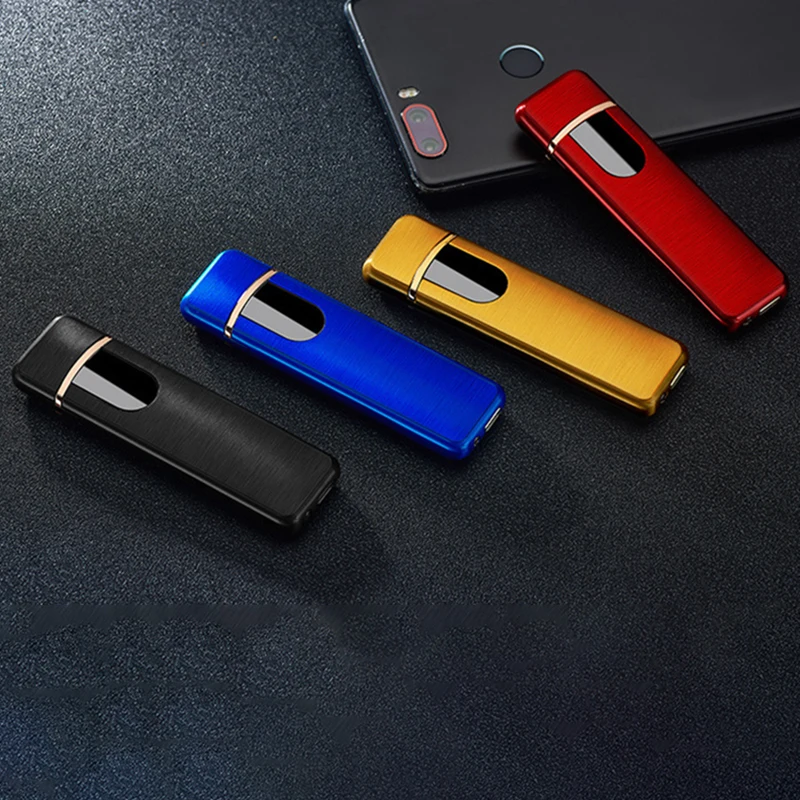USB электрические Зажигалки ветрозащитные перезаряжаемые сенсорные портативные