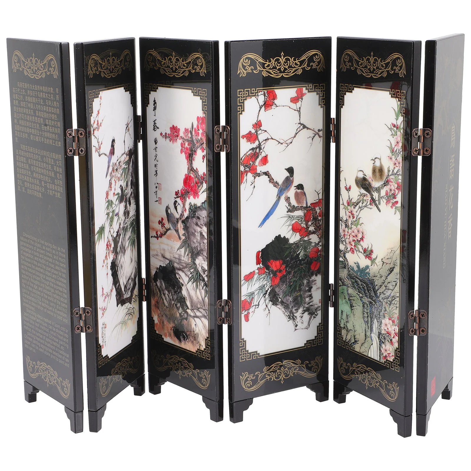 

Screen Panel Desktop Folding Mini Chinese Divider Privacy Dividers Tabletop Oriental Screens Desk Lacquerware Model Asian Props