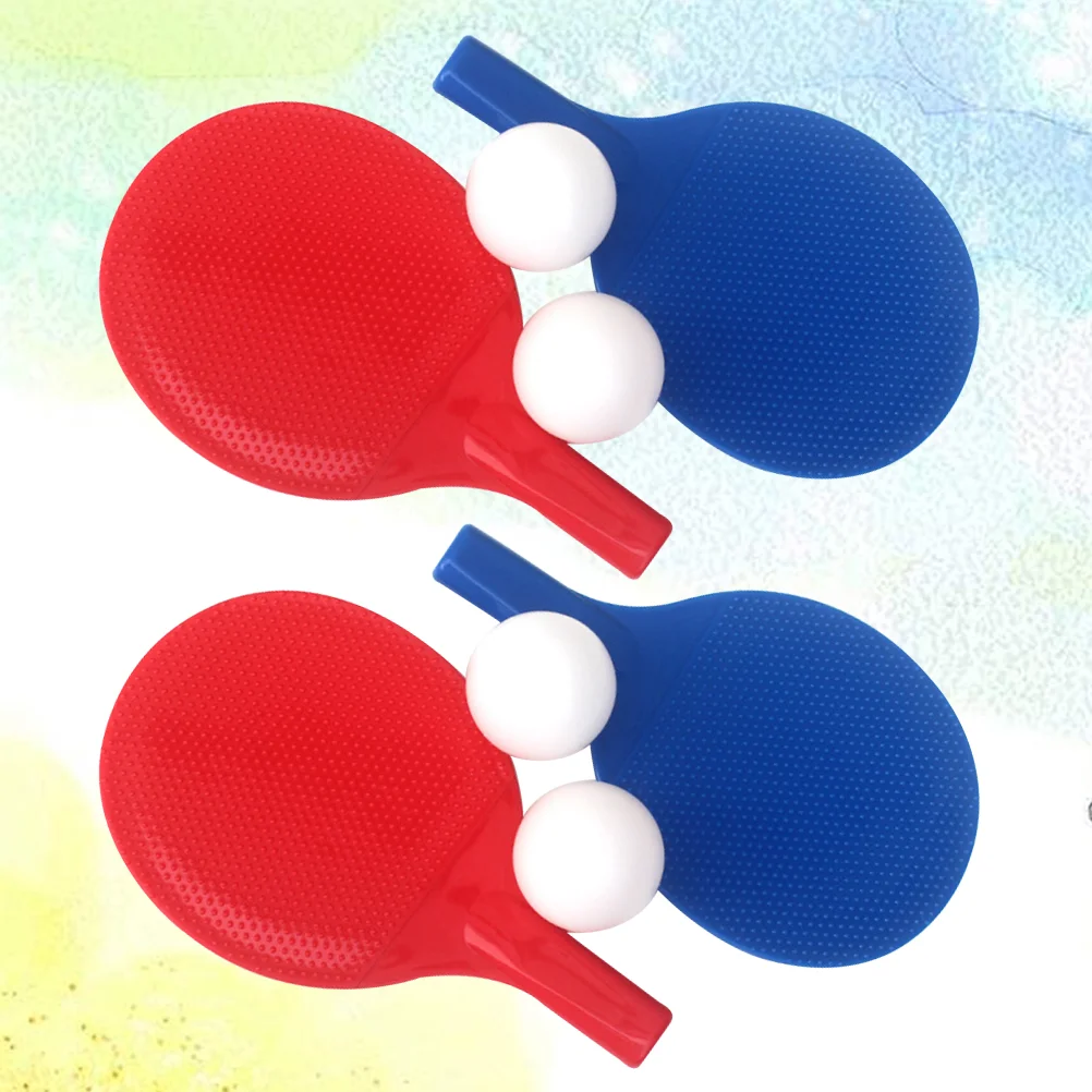 

2 Sets Children Pong Racket Set Plastic Table Tennis with Balls Kids Plaything for Beginners Kids Kindergarten (Red, Blue)