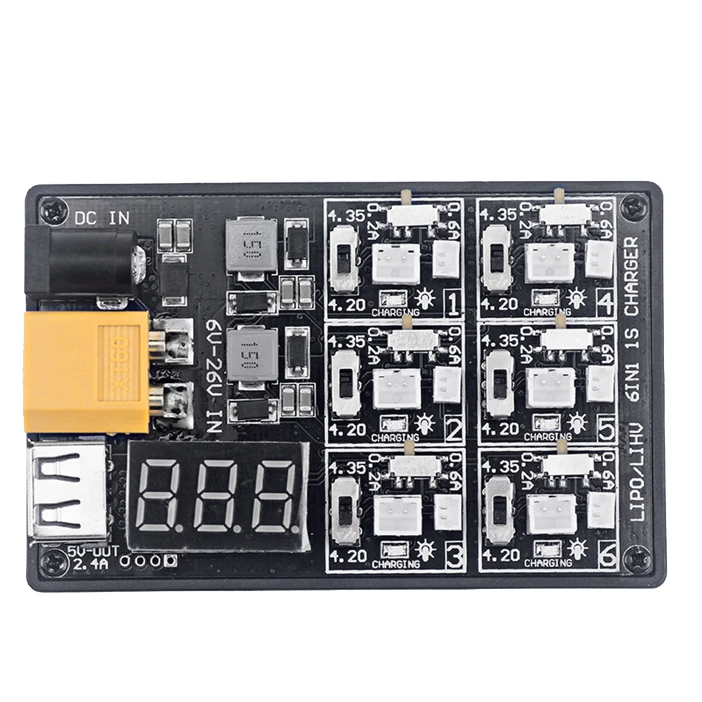 Легкое и портативное зарядное устройство 6IN1-1S Lipo LiHv плата зарядного устройства