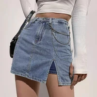 womens skirt mini split denim skirt korean high waist fashion slim elastic straight summer sexy vintage denim short skirt