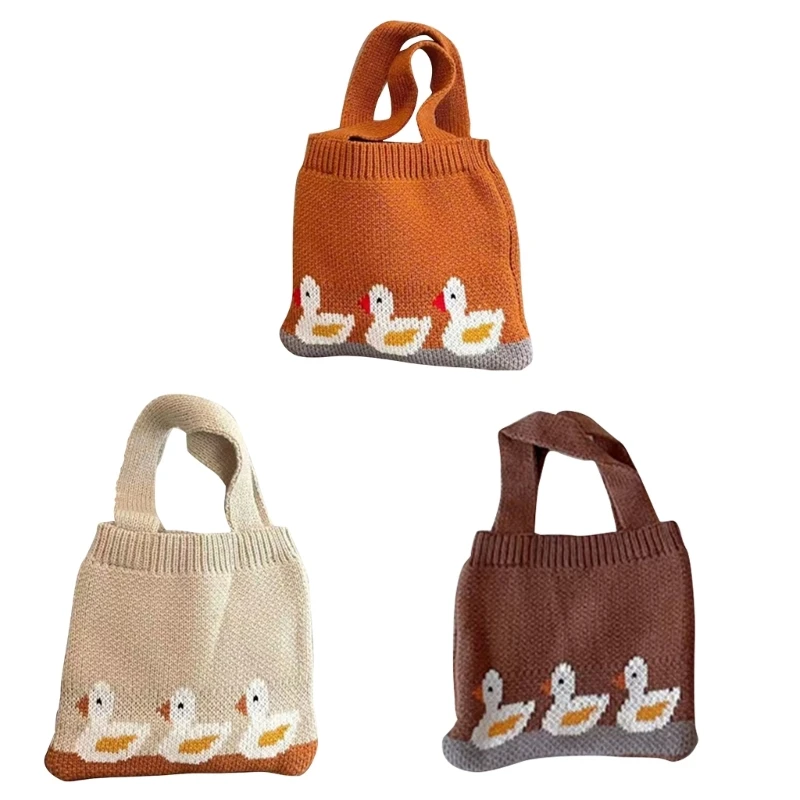 

Autumn Winter Bags Knitted Small Shopping Bag Handbag for Kids Girls