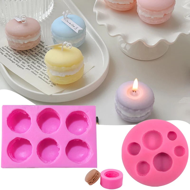 3D Macaron Candle Silicone Mold Scented Candles Mould Soap Chocolate Mold Fondant Candy Polymer Clay Craft Molds Baking Tools