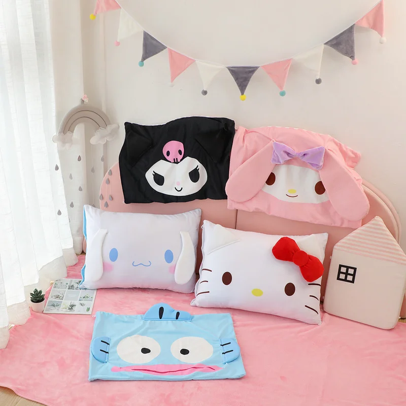 Sanrioed Anime Kawaii My Melody Cinnamoroll Kuromi Kt Cat Pillowcase Cartoon Cute Soft Plushie Detachable Pillow Case 62cmX42cm images - 6