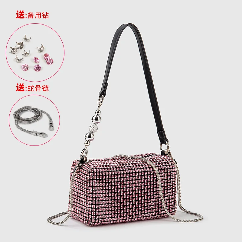 

AW wang bag rhinestone bag women's one-shoulder cross-body bag fashion trend pillow full diamond bag niche diamond underarm bag