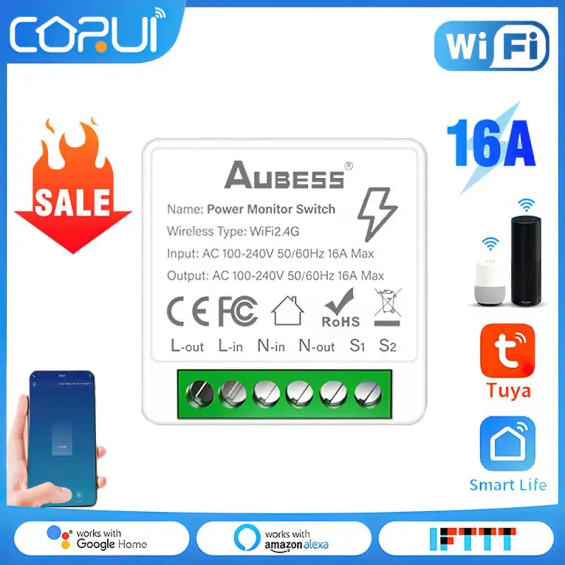 

Беспроводной модуль переключателя CORUI Tuya с Wi-Fi, 16 А