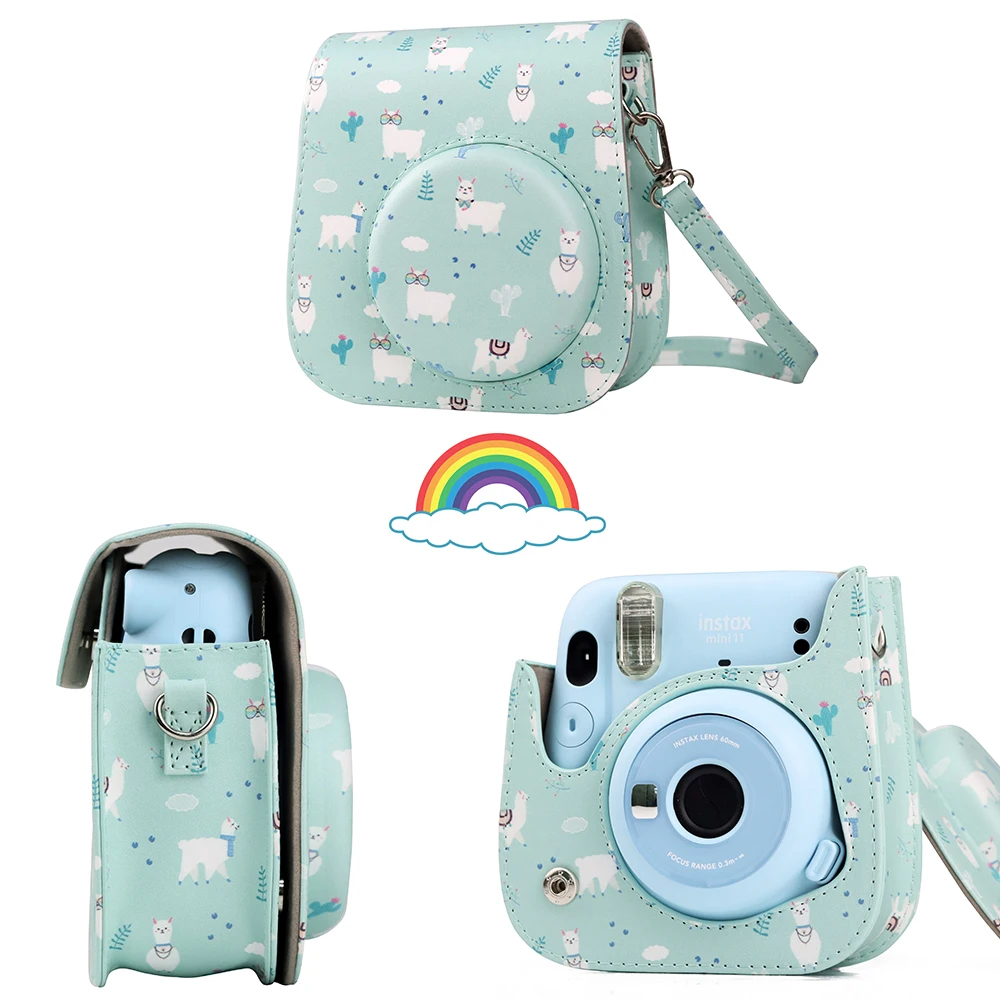 

For Qute Sheep PU Leather Case Bag Protective Cover For Fujifilm Instax Mini 11/9/8 Camera with Shoulder Strap Camera Bag