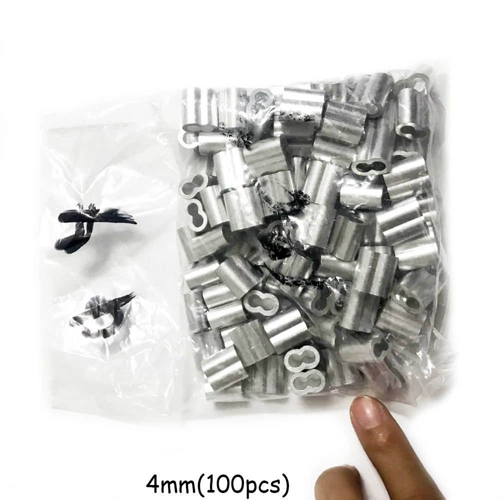 Dedal Corda Fio Friso Mangas mm mm mm Alumínio Duplo Buraco Laços para Cabo de Fio Friso Caráter Manga de Alumínio 100 Pcs