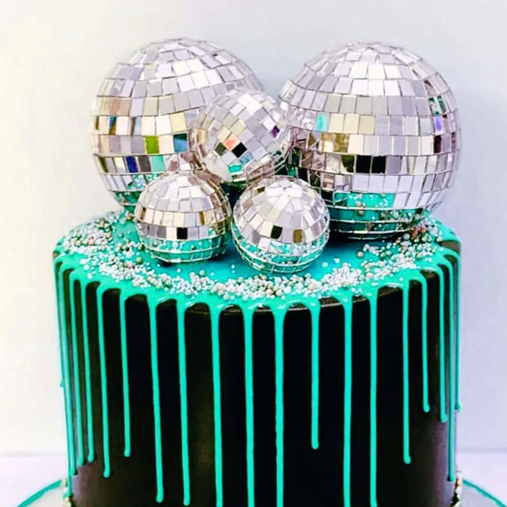 

Disco Ball Cake Toppers Decoration 70's Theme Disco Cake Decor Women Men Happy Birthday Cake Toppers Dance Fever Party Supplies