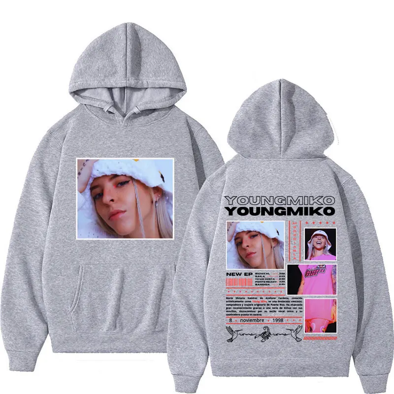 Двухсторонняя Толстовка певец Young Miko с принтом альбома модная эстетичная в ретро