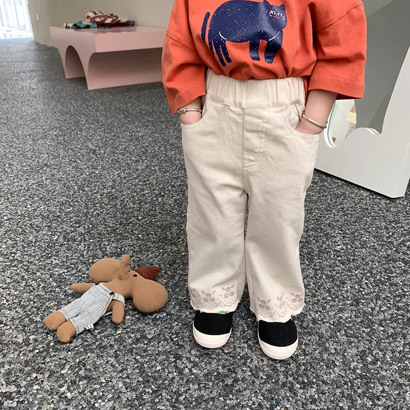 

Pants Ankle Length Elastic Waist Loose Solid Cotton New Fashion Comfortable Cute Lovely Simplespring Autumn Children Girls Kids