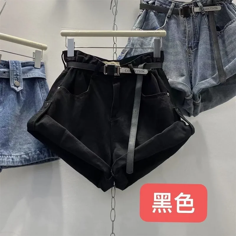 Summer Women Casual Loose Vintage Wide Leg Short Jeans 2022 Female New High Waist Harajuku Green Blue Denim Shorts College Style