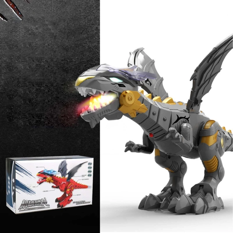 

Cartoon Flexible Dinosaur Toy Electric Tyrannosaurus w/ LED Eye Realistic Roar Crashproof Model Figurine Boy Easter Gift