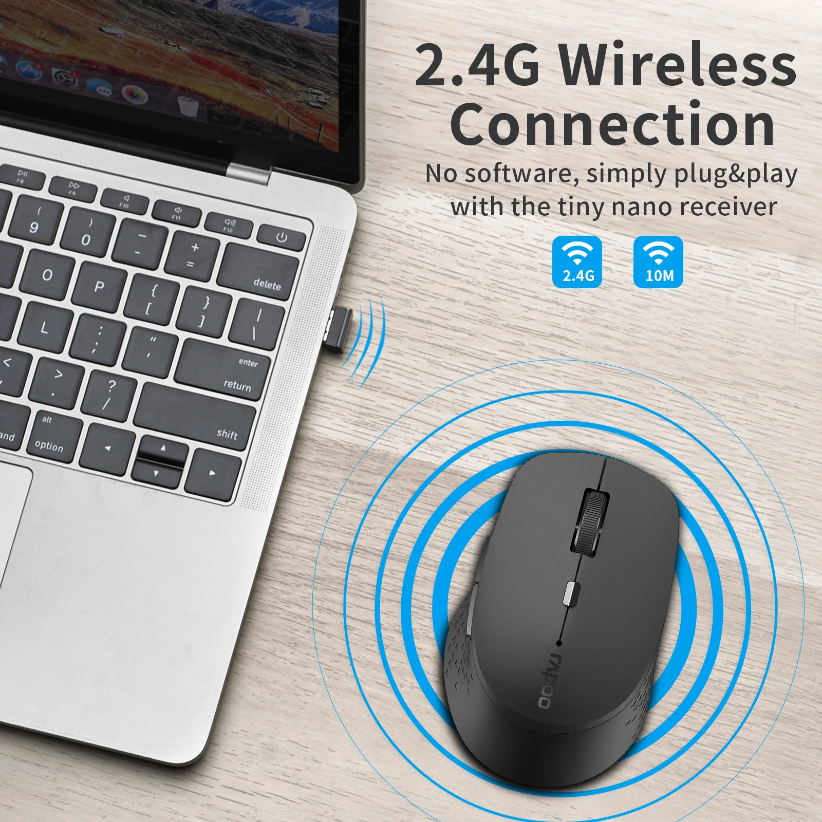 Беспроводная Бесшумная мышь Rapoo M300G многорежимная Bluetooth-мышь Портативные