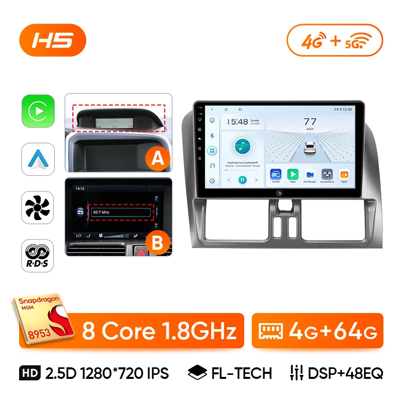 Автомобильное радио Ainavi для Volvo XC60 2007 2010 2013 2014 2017, беспроводное CarPlay Android Auto 4G, автомобильное мультимедиа, GPS, 2 Din, авторадио