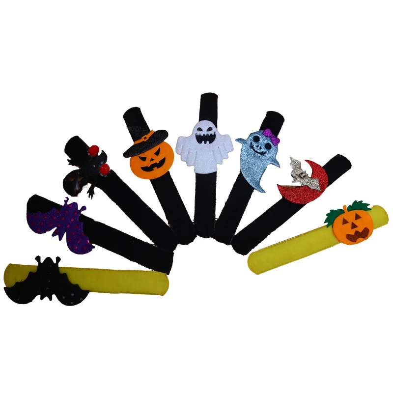 12pcs Halloween Clap Circle Toys Pumpkin Decor Bat Bracelet Halloween Party Favor Kids Gifts Prank Fun Birthday Witch Toys