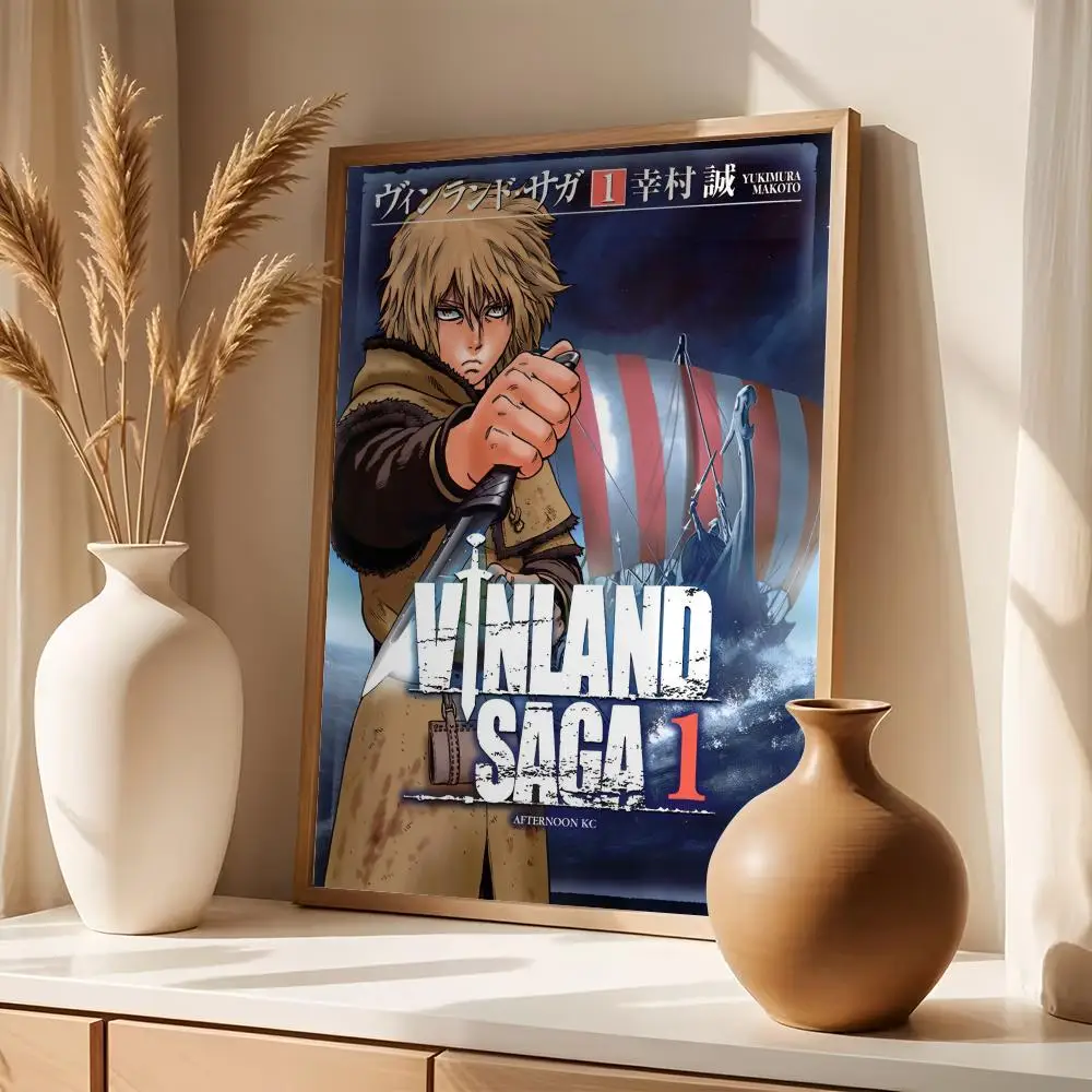 Фото Постеры-наклейки с аниме V-Vinland Saga, HD-печать, самоклеящиеся, современное искусство для спальни, гостиной, домашнего декора, наклейки на стену, подарок №4