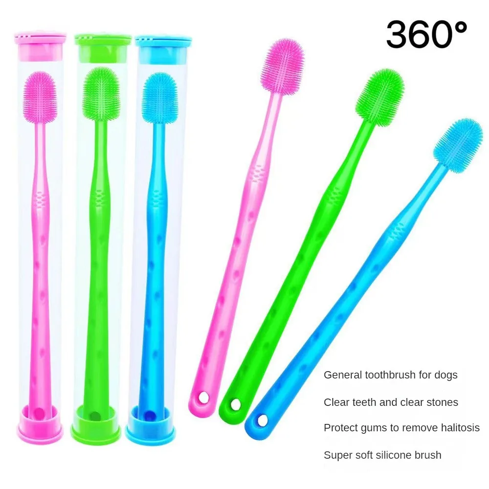 

Pet Cat Toothbrush Super Soft Silicone Bristles Tooth Brush Oral Cleaning & Cat Face Blackhead Cleaning Cat Acne Brush