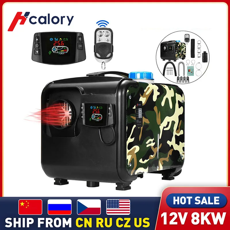 $92.40 Hcalory 12V 2/ 8KW Car Heater All in One Heating Diesel Air Heater One Hole LCD Monitor Parking Warmer Quick Heat For Truck Bus