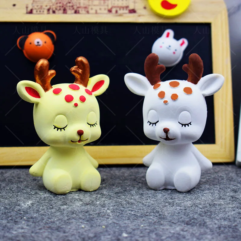 

Sika Deer Cartoon Fawn Chocolate Mousse Cake Fudge Ice Cream Corrosion Resistant Silicone Mold Aromatherapy Candle Mould