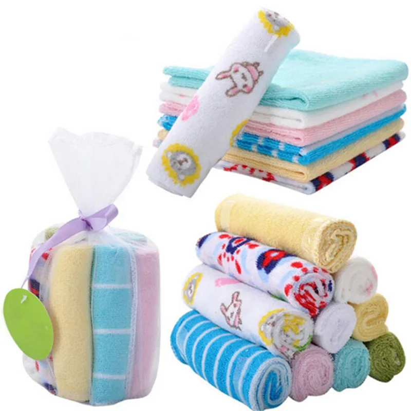 

8Pcs/Set Baby Towel Newborn Colorful Towel Wash Cloth Bathing Feeding Wipe Baby Handkerchief Face Toalla Baby Soft Towels