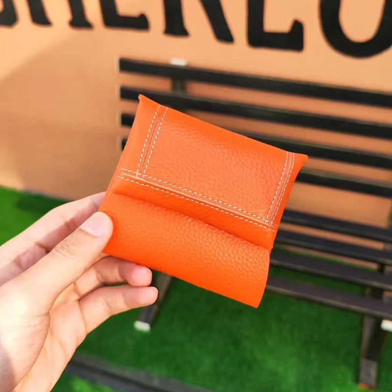 

Woman Genuine Leather Small Coin Purses Minimalist Cowhide Mini Money Bag Unisex Luxury Design Wallet Famous Brand Change Pouch