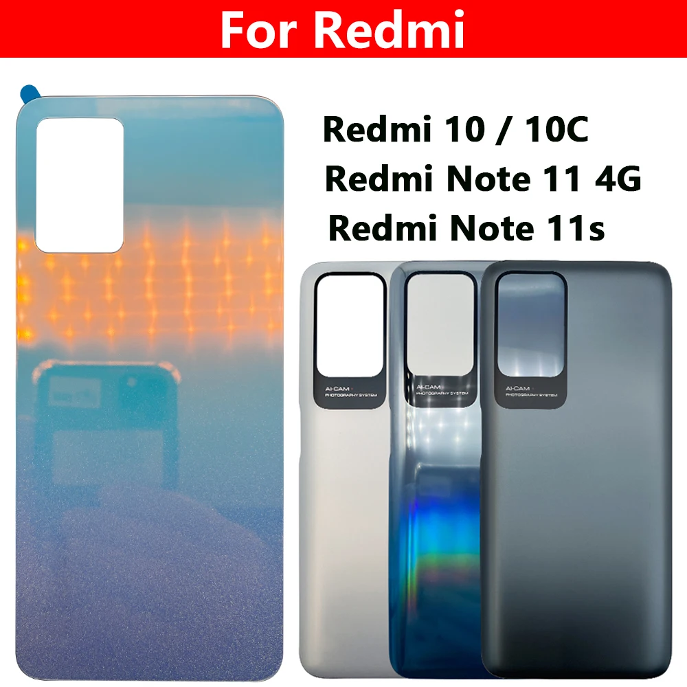 

10Pcs New For Xiaomi Redmi Note 11s Battery Back Cover Glass Rear Door Housing Case With STICKER For Redmi 10C Note 11 Pro
