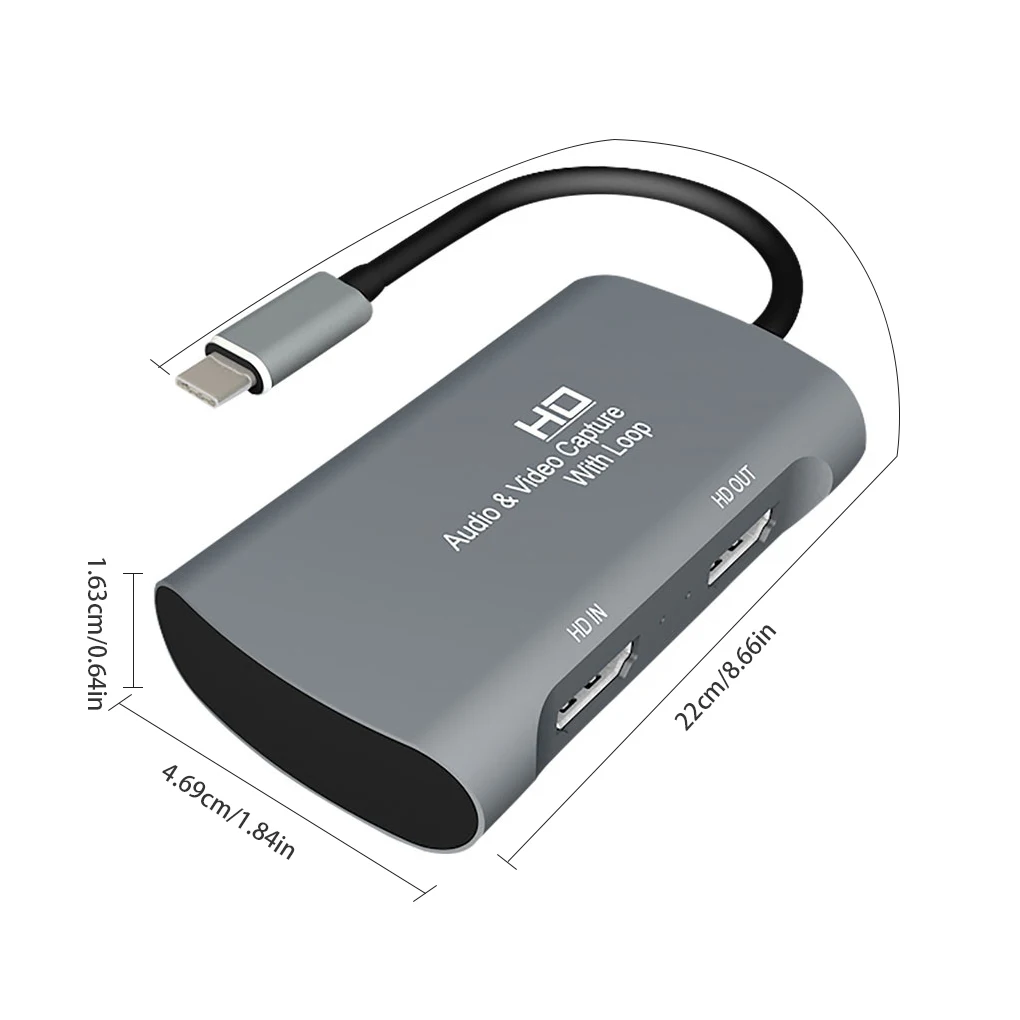 

HD 1080P 4K Type-C To Video Capture Card Portable USB 3.0 Video Grabber Record Box for Game Record Live Streaming Broadcast