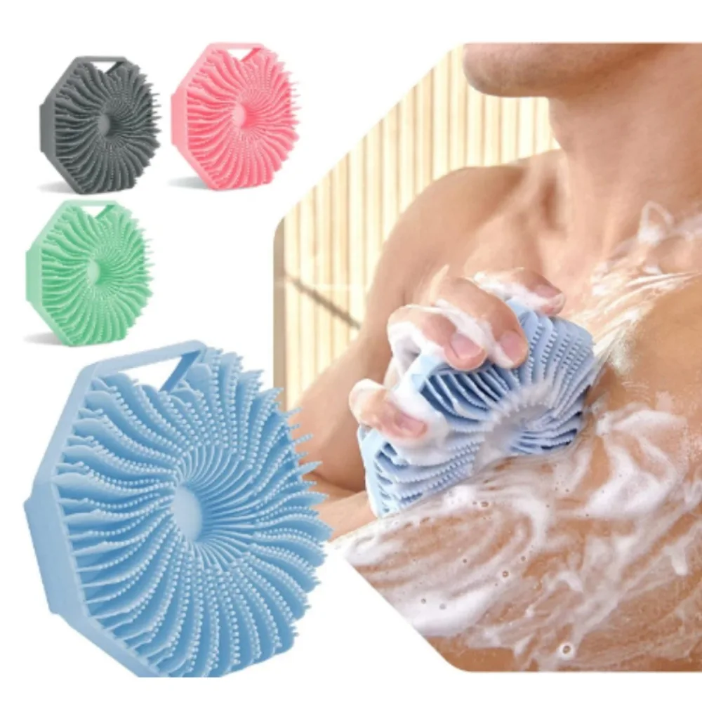 

Silicone Body Scrub Shower Brush, Ergonomic Handle, Suitable For Portable Cleaning Brushes Of All Ages, Silicone Body Scrubber