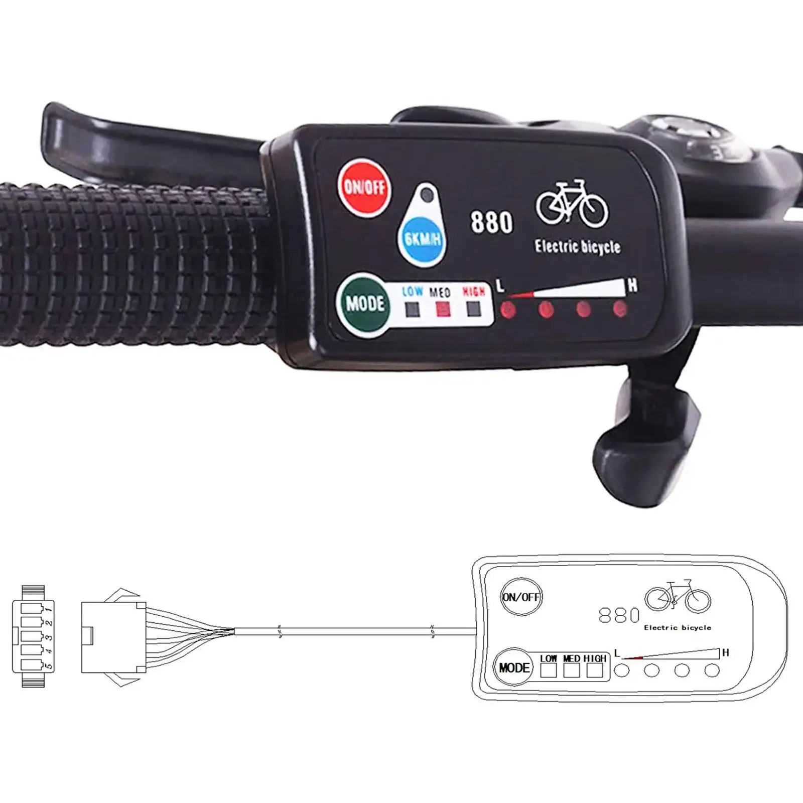 

Electric Bicycle KT-LED880 36/48V Ebike Control Panel Display E-Bike LED Display Screen Electric Bicycle Accessories