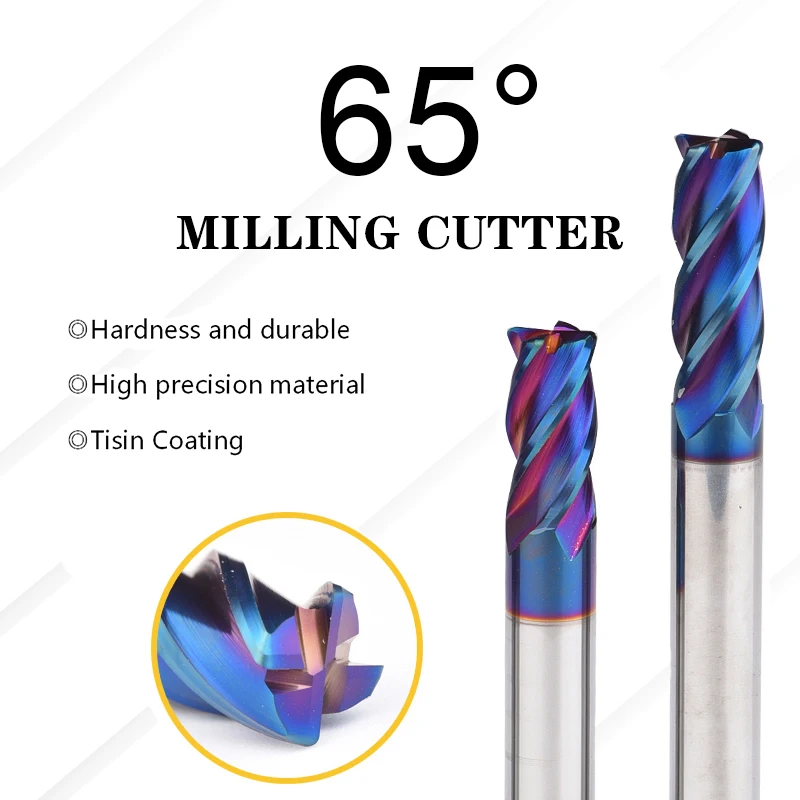 

SUOKE 4 Flutes Solid Carbide Corner Radius End Mills HRC65 For Hardened Steel R Ball Nose Blue Nano Coated Milling Cutter