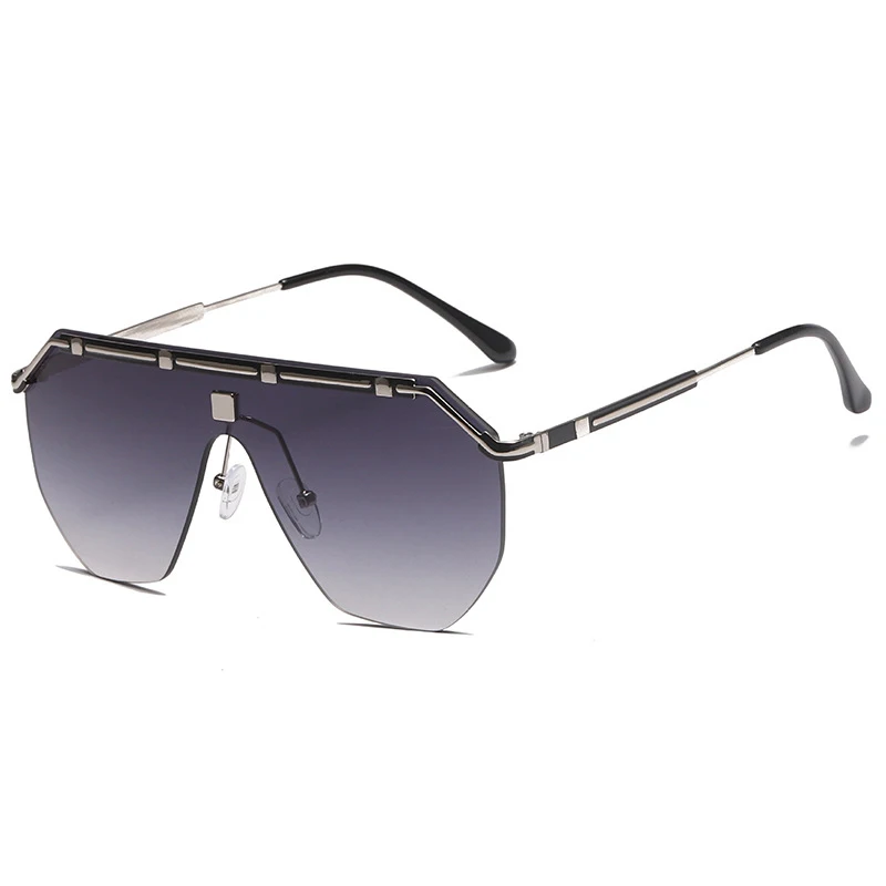 

New Men's Oversized Frame One-Pece Sunglasses Polygonal One Chip Personality And Fashion Eyewear Classic Vintage Shades