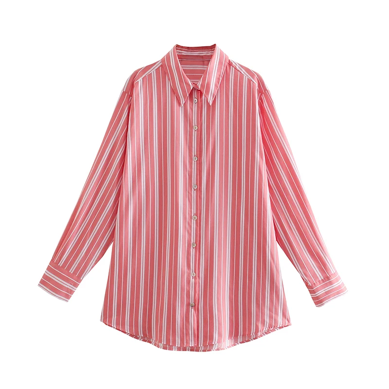 Женская рубашка с воротником лацканами и пуговицами