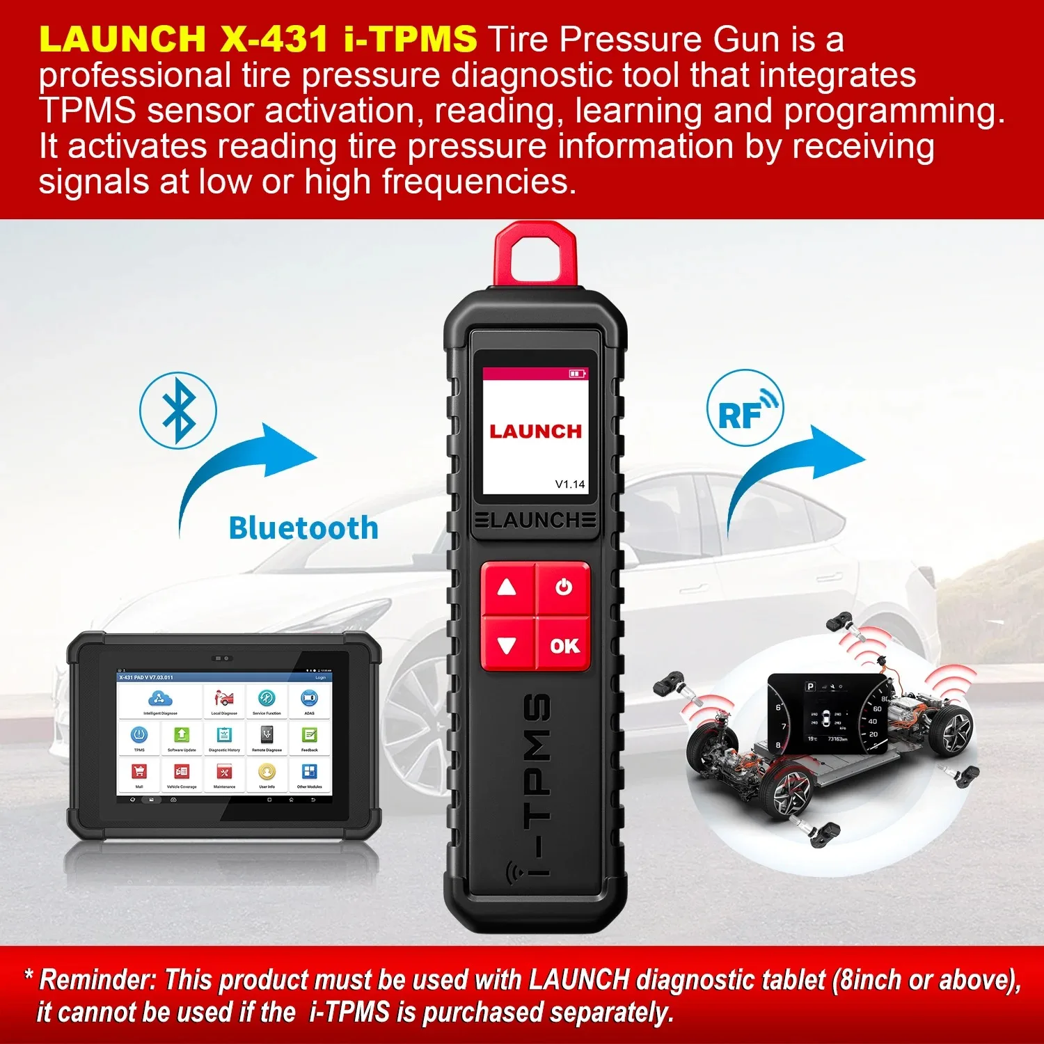 Фото LAUNCH X-431 i-TPMS Инструмент для освобождения детектора давления в шинах TPMS, датчики активации/обучения/программирования работает с сканером X431 №3